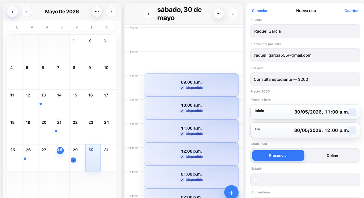 Agenda de DoctorShop para médicos